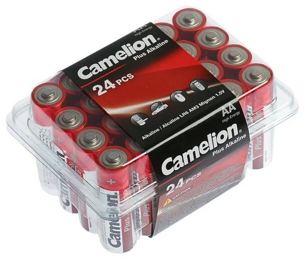 Батарейка алкалиновая Camelion Plus Alkaline, AA, LR6-24BOX (LR6-PB24), 1.5В, набор 24 шт. 2749856