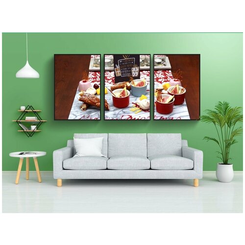 фото Набор модулных постеров для интерьера "паннакотта, блюдо, итальянский" 60x90 см. в тубусе, без рамки lotsprints