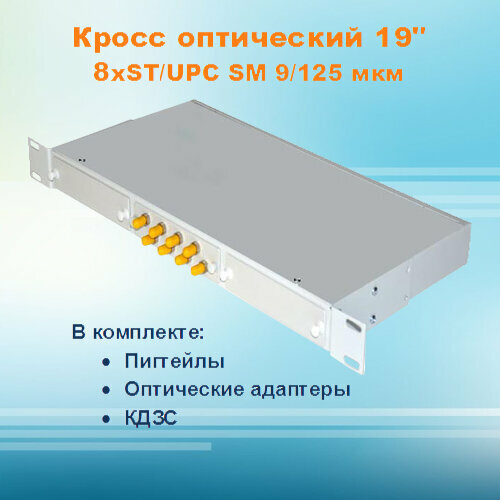 Кросс оптический стоечный СКРУ-1U19-A8/24-ST-SM (укомплектованный) пигтейл vimcom pt mm62 0 9 st 1 5 62 5 125 st 1 5m