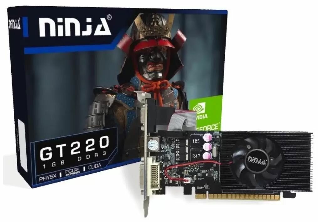 Видеокарта SINOTEX NINJA GeForce GT220, NH22NP013F, 1Gb DDR3, 128bit, DVI/HDMI/VGA, LP, 1xFan, RTL