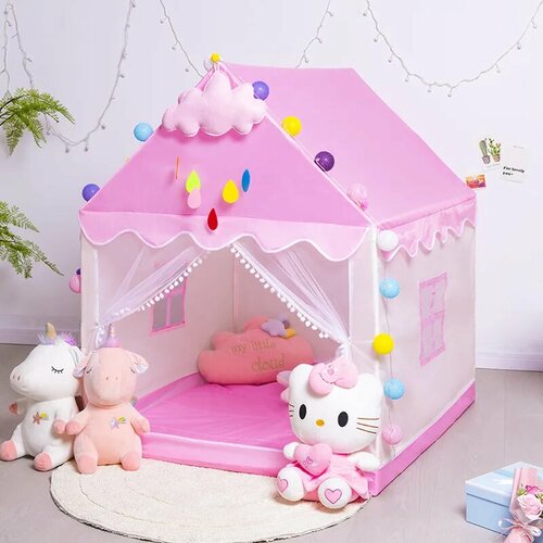 Палатка детская игровая, , детский домик, палатка для девочки замок ( цвет бежево-розовый)