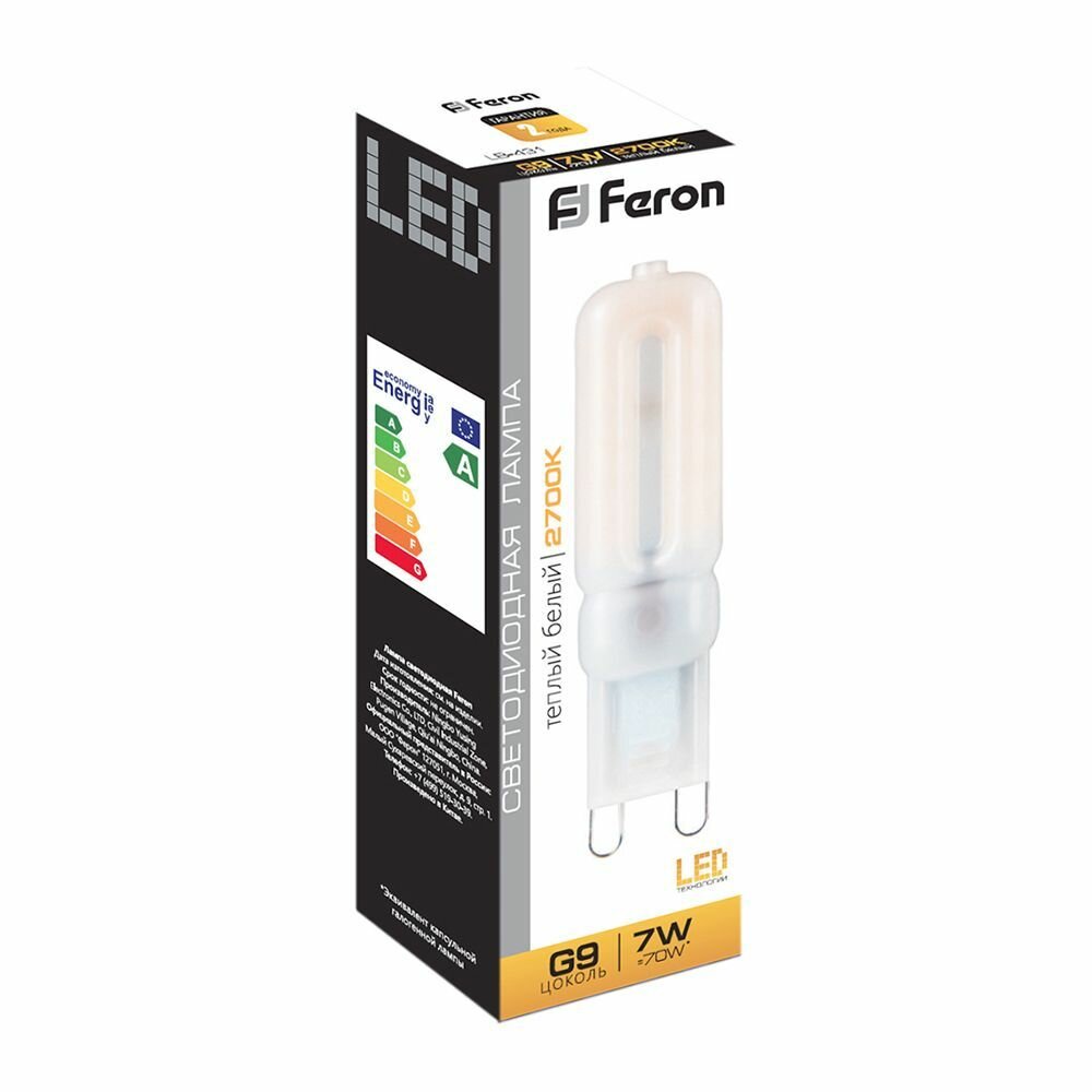 25755 Лампа светодиодная Feron LB-431 G9 7W 2700K, упаковка 10шт