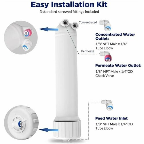 Корпус мембраны с фитингами для обратного осмоса подходят мембраны 1812 2012 900₽