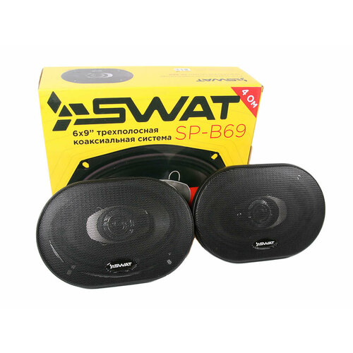 Колонки автомобильные 15 х 23 см см 3-х полосные 70280 Вт к-т 2шт черные SWAT SP-B69 5404₽