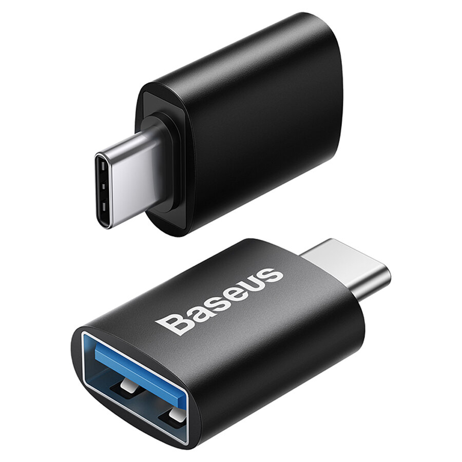 Переходник/Адаптер BASEUS Ingenuity Series Mini OTG Type-C (m) - USB3.1 (f), черный — фото 1