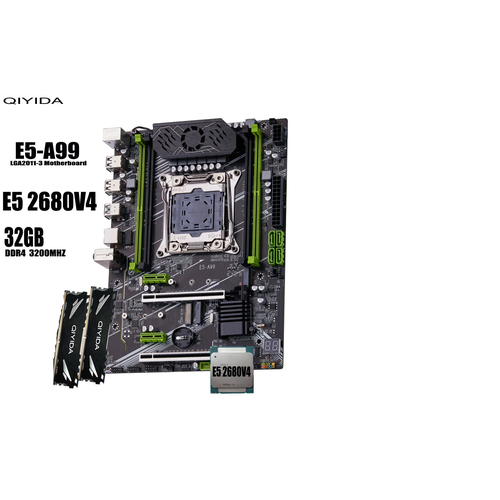 Комплект Qiyida X99 + Xeon E5 2680v4 + DDR4 32Гб 3200Mhz