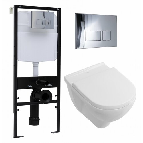 Комплект 3 в 1 инсталляция Logan H1067-1170 297674 + Унитаз подвесной Villeroy & Boch O Novo Directflush + кнопка хром