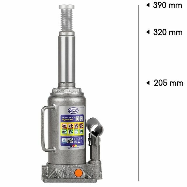 Домкрат бутылочный 10 т 200-385 мм (ALCA)