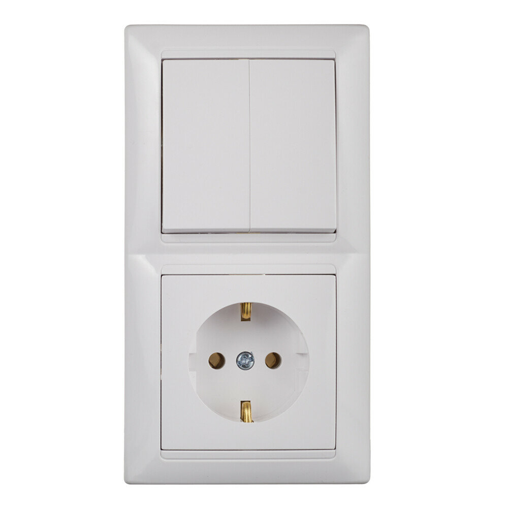 Блок выключателя с розеткой Svet SV1001 двухклавишный встраиваемый белый (SV1001-0004) Svet SV1001-0004