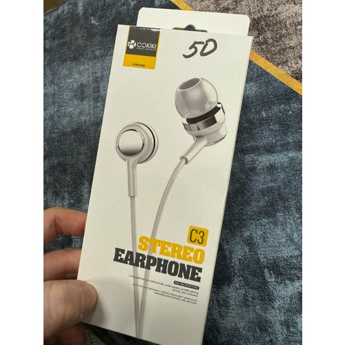 Проводные наушники капельки с микрофоном Cokike C3 95 Дцб 130см 16 Ом разъем 35мм для старых телефонов магнитолы радио MP3-плеера VR-очк 588₽