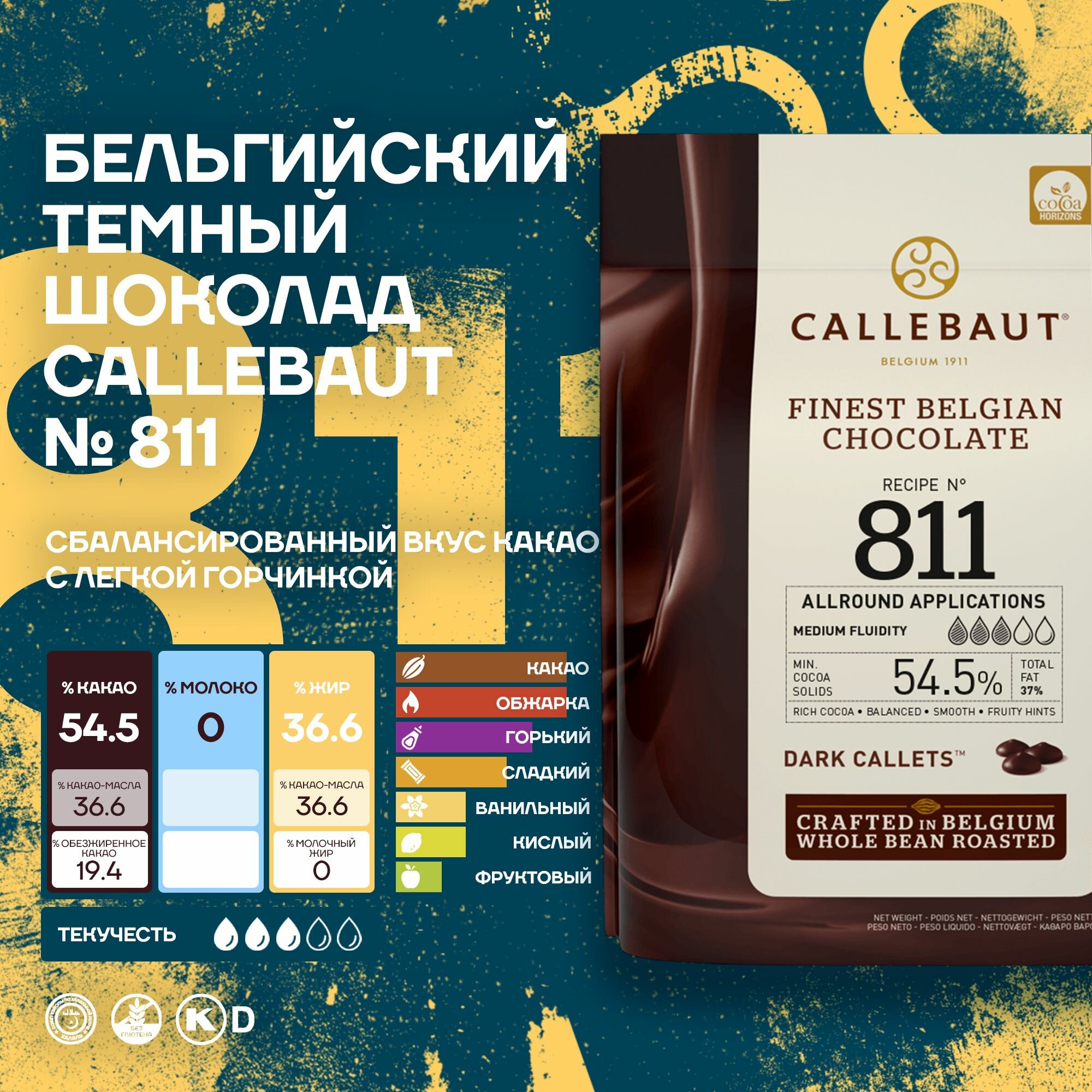 Бельгийский темный шоколад №811 54,5% Callebaut 5 кг