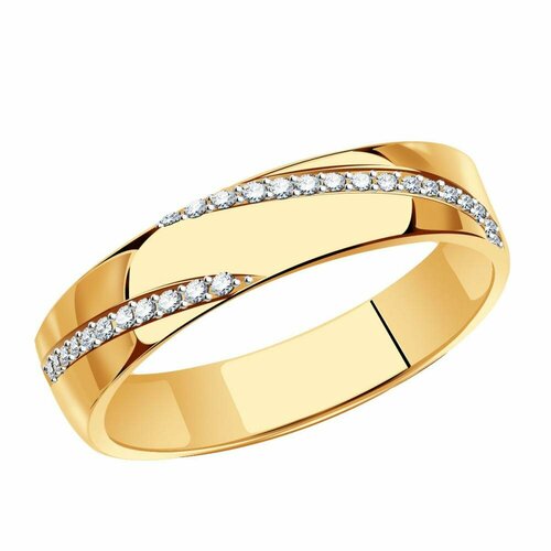 Кольцо Diamant online, золото, 585 проба, фианит, размер 19, прозрачный кольцо золотые узоры рози