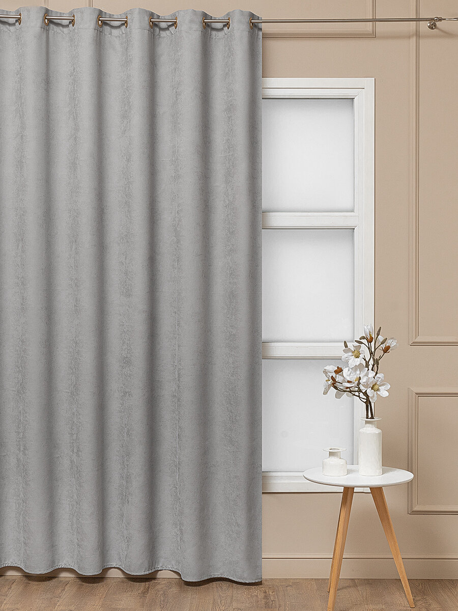 фото Штора Amore Mio Вельвет (канвас) 207-10 2,0*2,6 люверсы 1 шт Серый