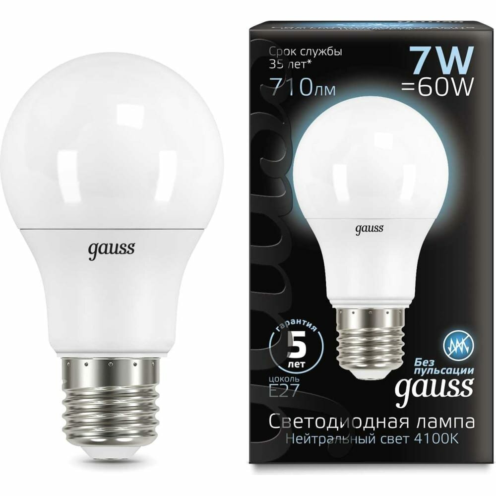 Лампа Gauss LED A60 E27 7W 4100K