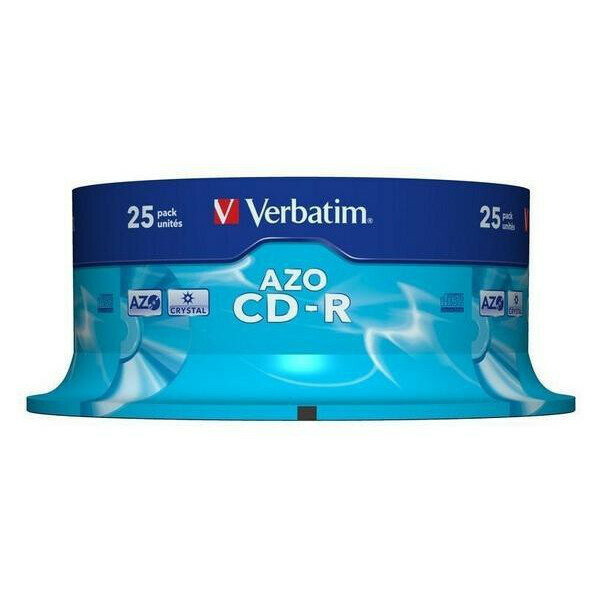 Verbatim CD-R диски 25 шт. Verbatim 52-x 700Mb Cristal AZO Cake Box (43352) Оптический диск CD-R 43352