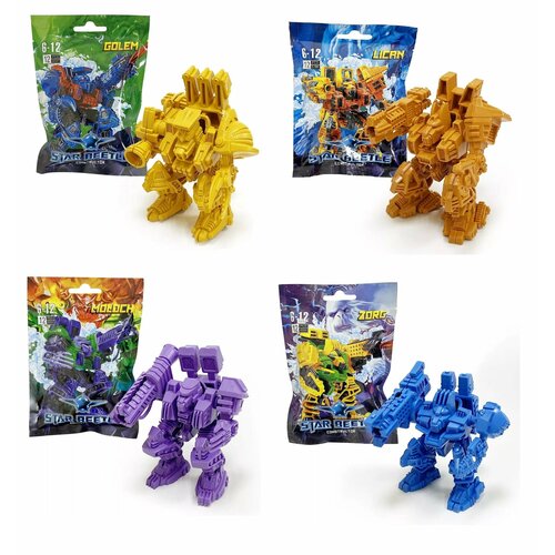 Кибероны: MOLOCH, GOLEM, LICAN, ZORG. Набор из 4 мини конструкторов. 40 дет. Технолог Набор солдатиков.