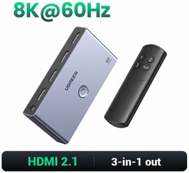 UGREEN HDMI 2,1 разветвитель переключатель 8K 60Hz 4K 120Hz 2 в 1 выход для ТВ Xiaomi Xbox SeriesX PS5HDMI кабель монитор HDMI 2,1, 8K HDMI 2.1V