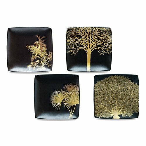 Набор из 4 тарелок Singapore 21х21 см цвет черный керамика WD Lifestyle Италия WD-542 1498₽