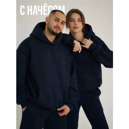 фото Худи научная красота, размер 54, , темно-синий