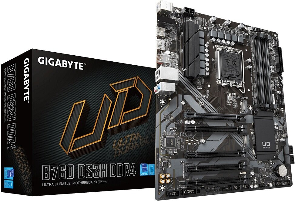 Материнская плата Gigabyte B760 DS3H DDR4, Socket 1700, Intel®B760, 4xDDR4-3200.