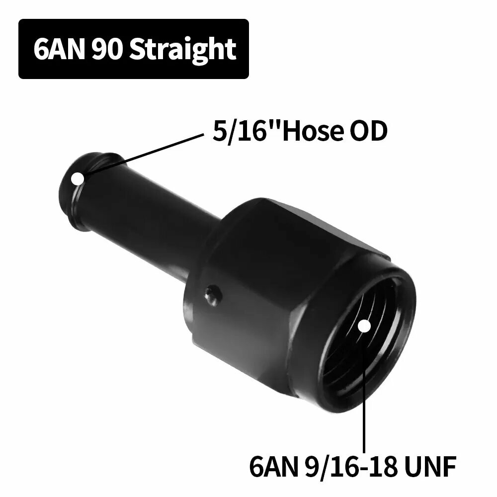 Универсальный AN6 с внутренней резьбой на 3/8 дюйма 6AN с внутренней резьбой на 5/16 дюйма прямой 90-градусный поворотный фитинг для топливного шланга адаптер из алюминия 6AN to 5 16