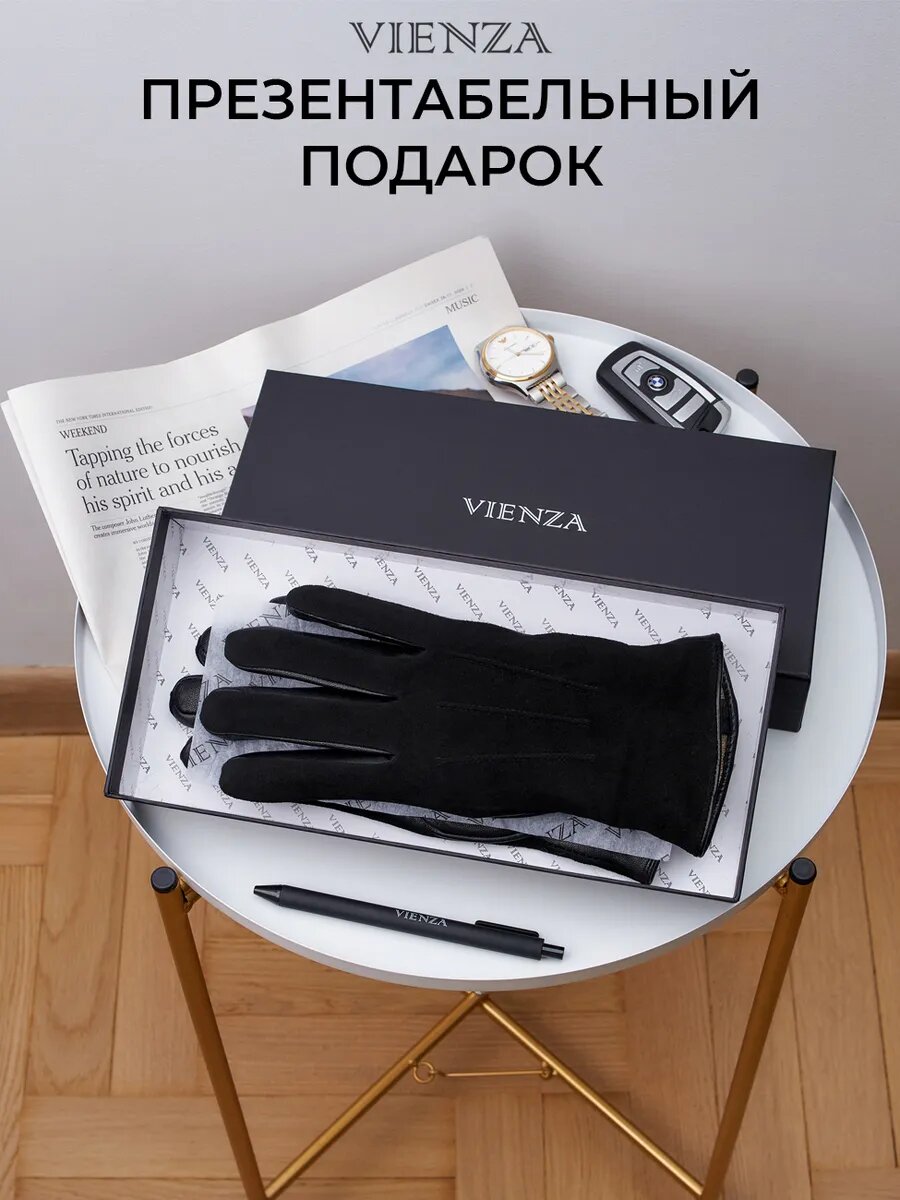 Перчатки VIENZA для мужчин, размер 8.5, черный — фото 1