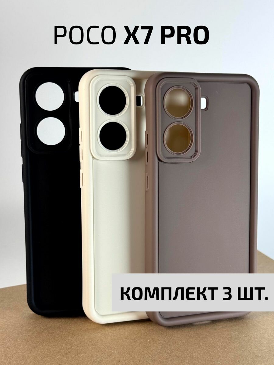 Чехол на Poco X7 PRO (Чехол на Поко Х7 Про) противоударный, силиконовый, с защитой камеры, набор 3 шт.