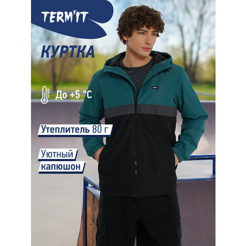 фото Куртка termit, размер 46, черный/зеленый
