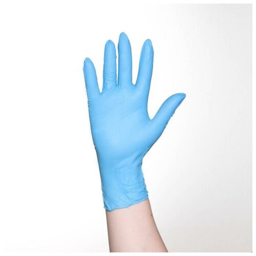 фото Перчатки хозяйственные нитриловые, размер l, 100 шт, цена за 1 шт, цвет голубой magic store