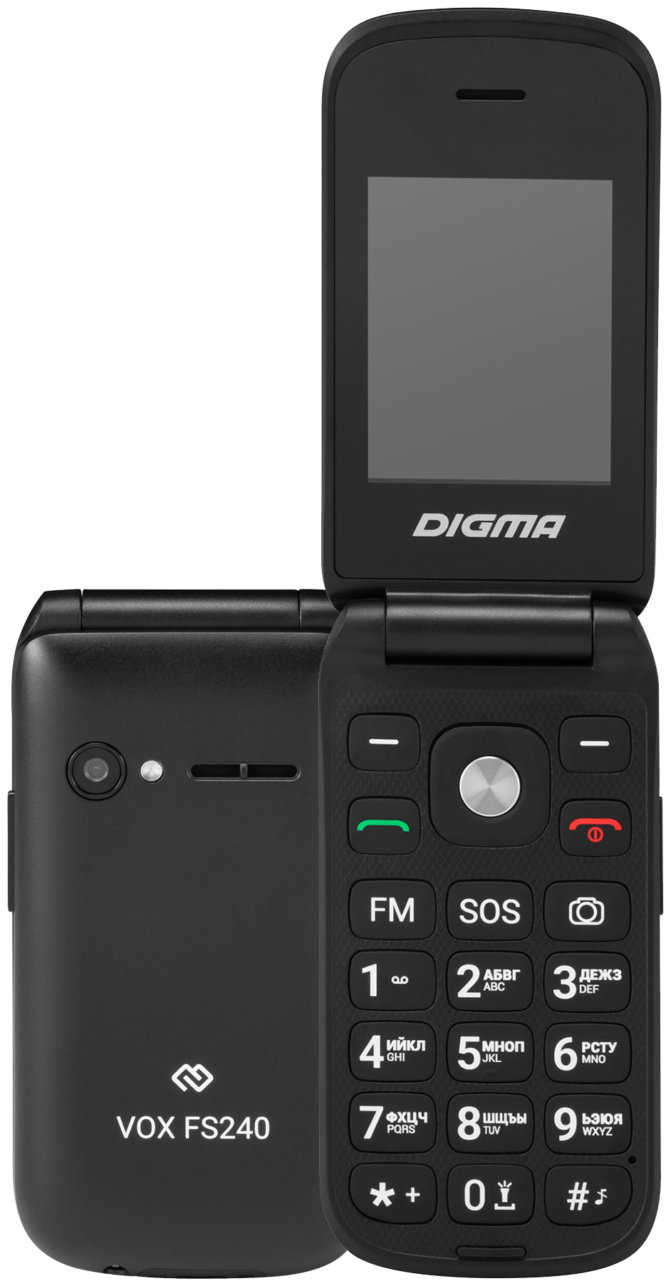 Мобильный телефон Digma VOX FS240 32Mb черный раскладной 2Sim 2.44" 240x320 0.08Mpix GSM900/1800 FM microSDHC max32Gb