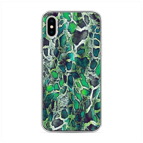 фото Силиконовый чехол "зеленая кожа змеи" на apple iphone x (10) / айфон икс (десять) case place