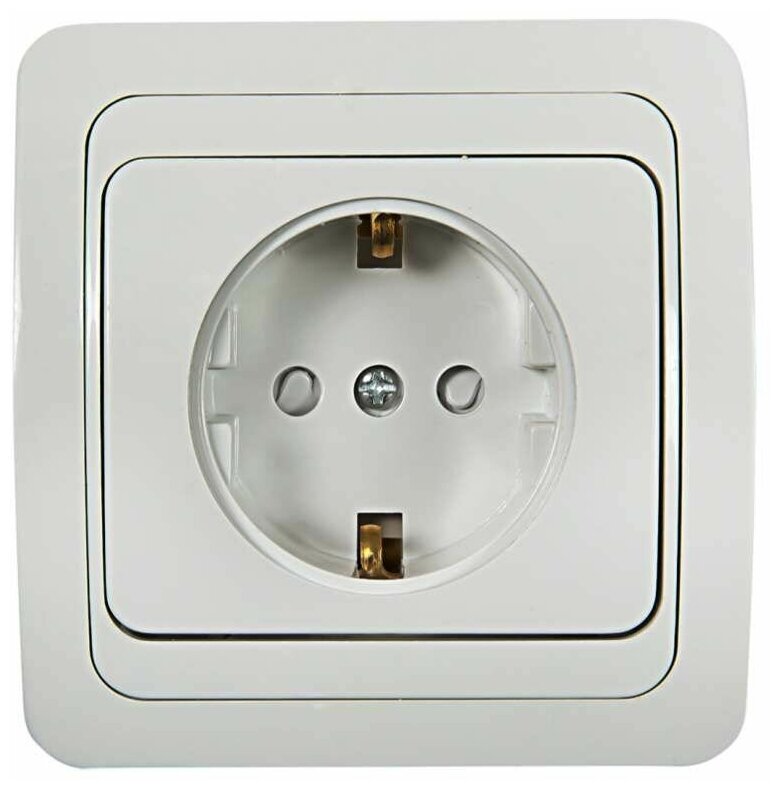 фото Розетка 1-м CLASSICO защ. шторки с заземл. 2028x бел. ASD / IN HOME 4690612000978