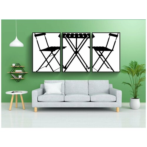 фото Набор модулных постеров для интерьера "силуэт, стол, стулья" 60x90 см. в тубусе, без рамки lotsprints