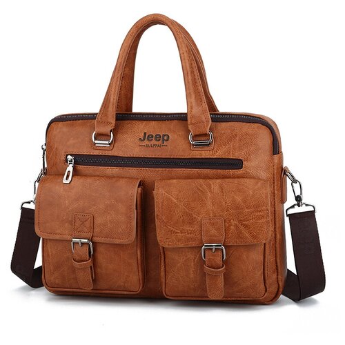 фото Сумка-портфель mypads pi706 jeep из качественной импортной эко-кожи дизайнерская необычная деловая вместительная сумка для ноутбука планшета 15.6" коричневого цвета