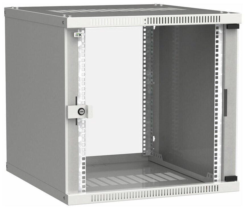 Шкаф коммутационный ITK LWE3-09U64-GF настенный, стеклянная передняя дверь, 9U, 600x450x450 мм