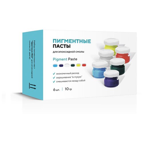 фото Набор пигментных паст для эпоксидной смолы artline pigment paste «цветные №2», 6x10г artline creativity