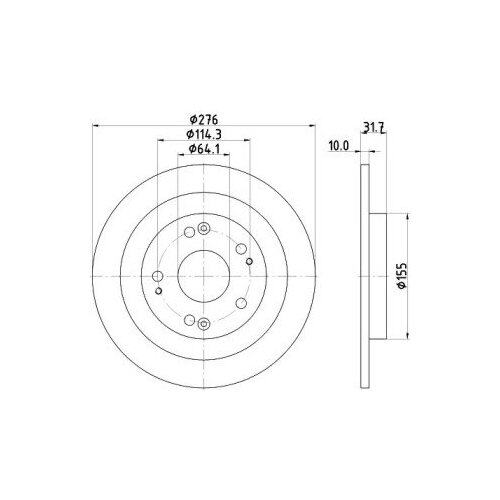 фото Диск тормозной honda civic 12- задний d 276мм., hella pagid, 8dd 355 118-351