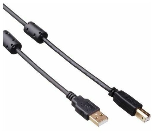 Кабель USB2.0 Am-Bm ExeGate EX-CCF-USB2-AMBM-3.0, позолоченные разъемы, 2 фильтра - 3 метра