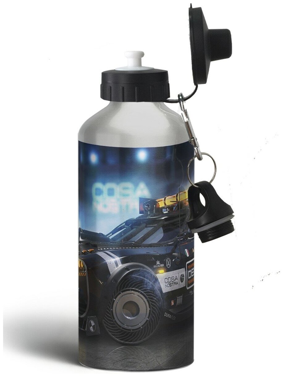 Бутылка спортивная, туристическая фляга Машина киберпанк неон - 386