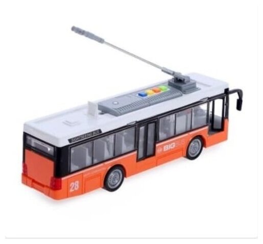 Троллейбус инерционный/ WENYI Машинка детская игрушечная / Троллейбус инерционный / свет/звук, в коробке