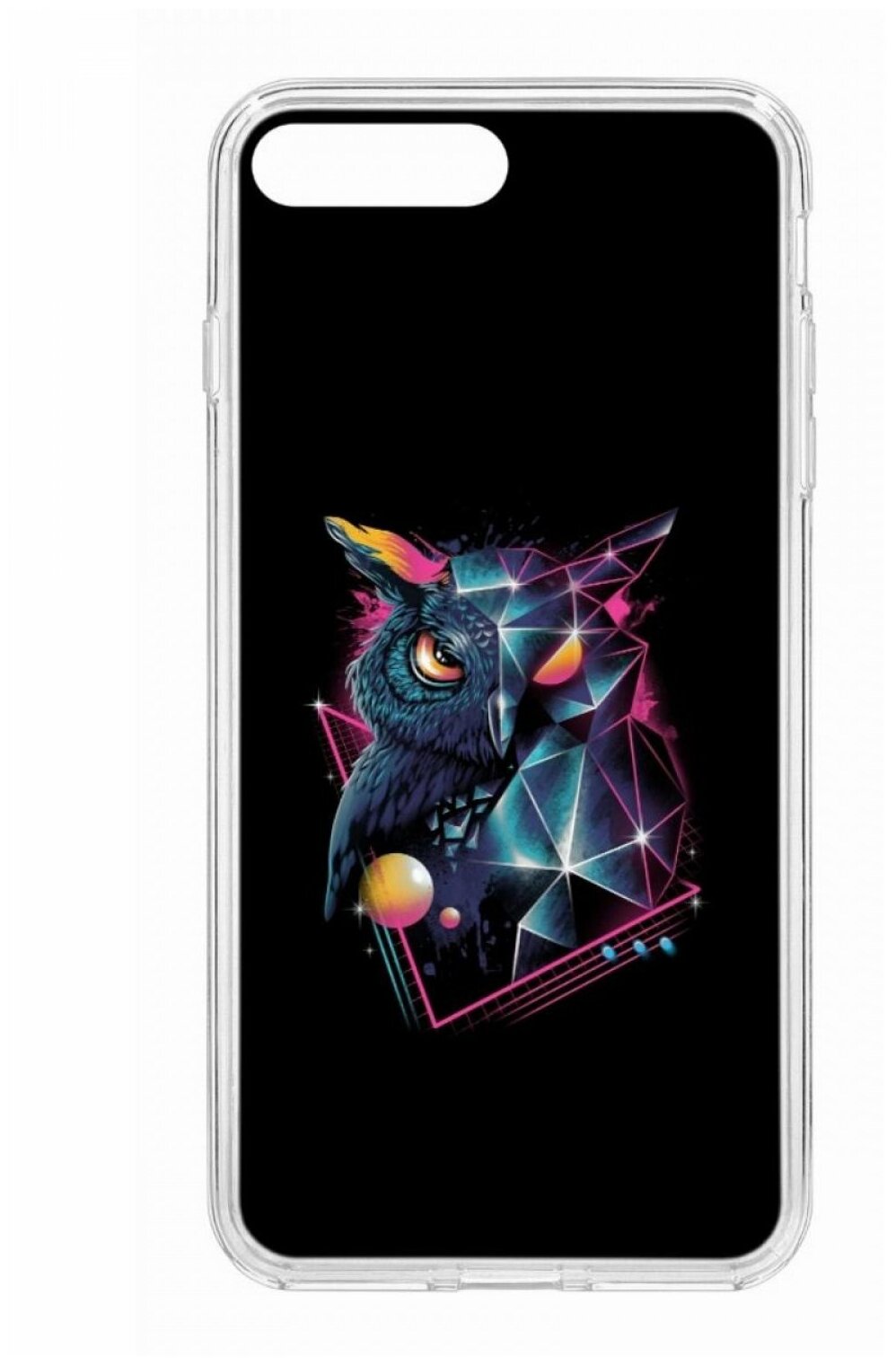 Чехол для iPhone 7 Plus/8 Plus Kruche Print Retro Owl,противоударная пластиковая накладка с рисунком,защитный силиконовый бампер с защитой камеры