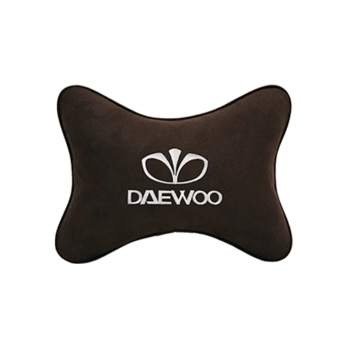 фото Подушка на подголовник алькантара coffee с логотипом автомобиля daewoo vital technologies