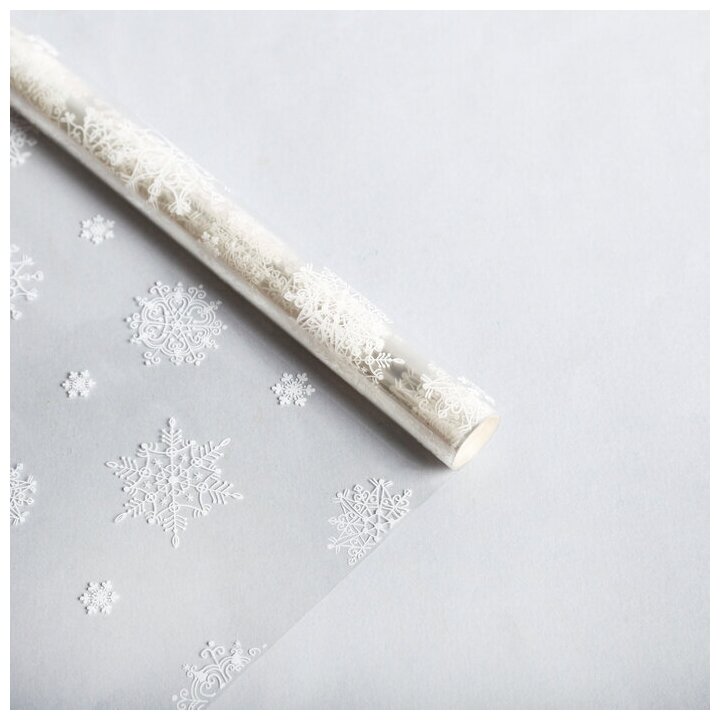 Плёнка глянцевая «Снежинки», белая, 1 × 5.2 м, 200 г / Новый год