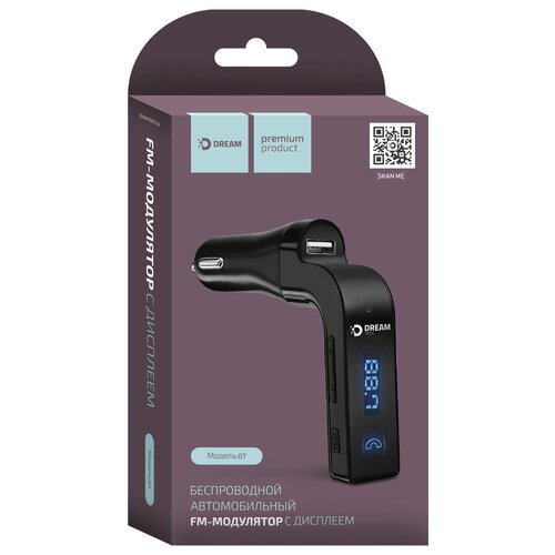 FM-трансмиттер DREAM G7 BLUETOOTH (SDHC, USB, AUX), черный