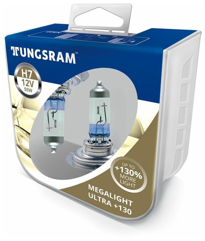 Tungsram 12v Лампа H7 55w Megalight Ultra +130 Компл. 58520xnu Pb2 Пласт.Упак TUNGSRAM арт. 58520XNUPB2