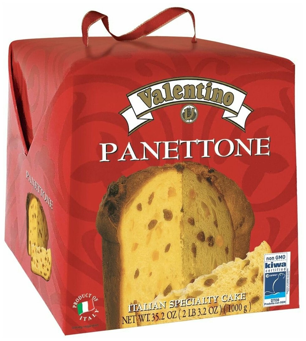 Кекс (Кулич) Panettone VALENTINO с изюмом и цукатами 1000г, Италия