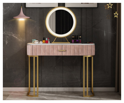 Туалетный столик на металлических ножках с мраморной столешницей и зеркалом (только столик с одним ящиком 80*40*75 розовый (без зеркала и стула)) - фотография № 1