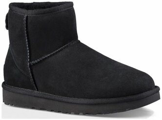 Низкие угги женские UGG Classic Mini Ii 1016222_BLK замшевые зимние с мехом черные (37)