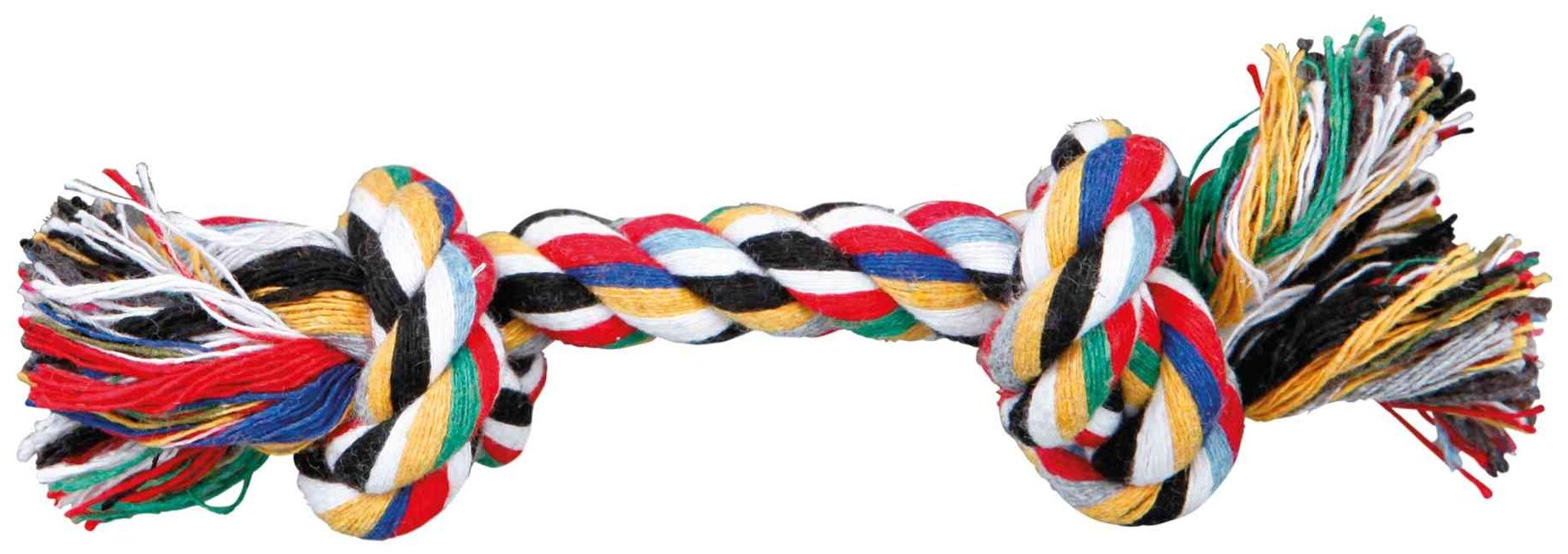 Игрушка для собак TRIXIE Веревка с 2-мя узлами хлопковая, разноцветная (15см)
