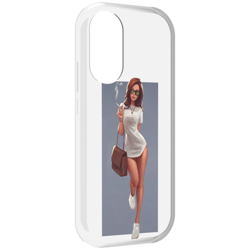 Чехол MyPads девушка-в-белой-футболке женский для Honor X7 задняя-панель-накладка-бампер
